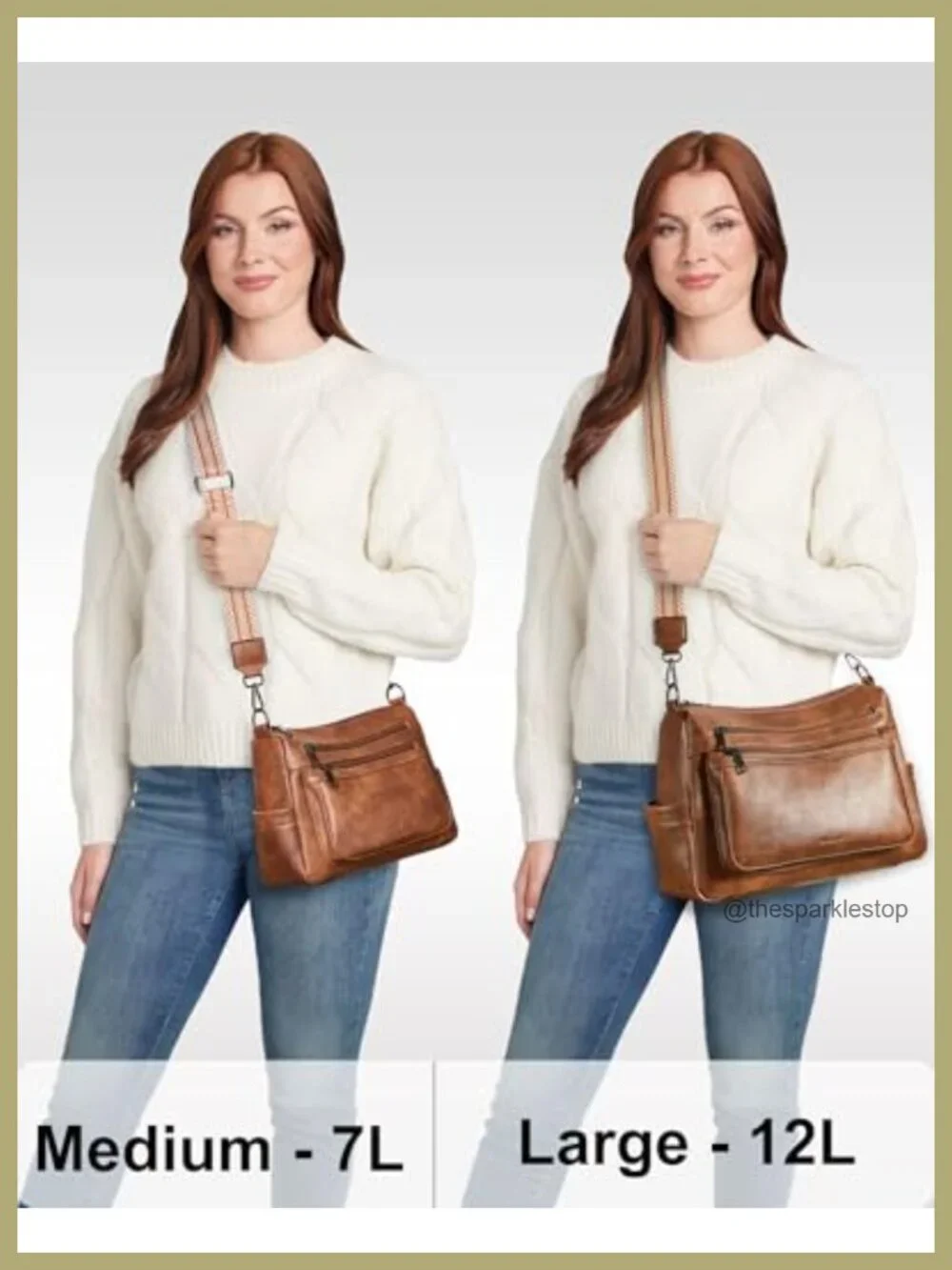 Large Faux Leather Crossbody Bag for Women, Multi-Pocket Lightweight Sling Purse